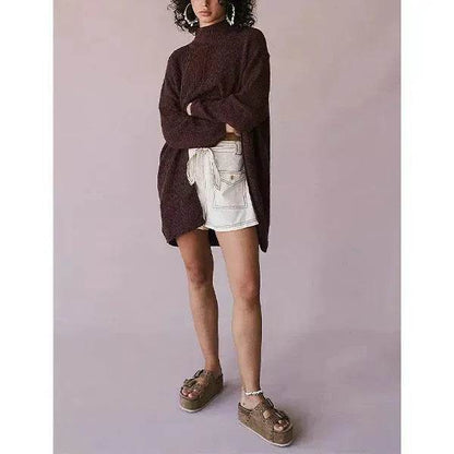 Stylish Cashmere Pullover Front Split Winter Tunic tops for Women