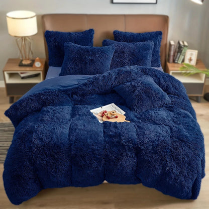 4PCs Plush Duvet Cover Set Luxury Ultra Soft Velvet Duvet