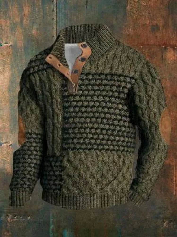 Half Button Up Sweater – Loose Fit Polyester Pullover for All Sizes