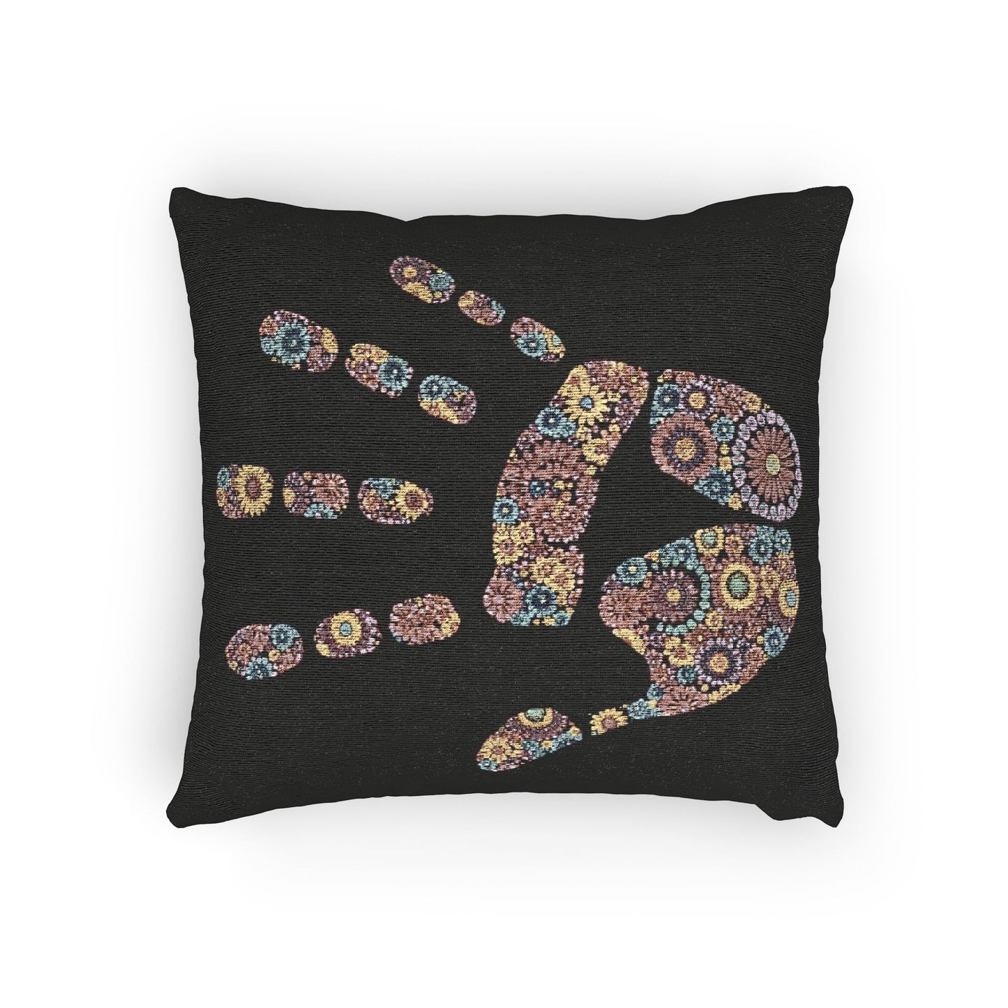 Mosaic Handprint Woven Pillow | Colorful Geometric Hand Throw Pillow