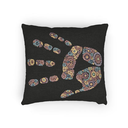 Mosaic Handprint Woven Pillow | Colorful Geometric Hand Throw Pillow