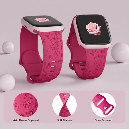 Embossed Rose Silicone Watch Strap