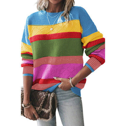 Women’s Retro Drop-Shoulder Sweater – Round Neck Casual Loose-Fit Pullover