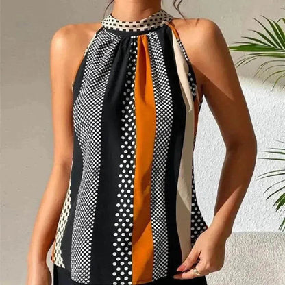 Women's Polka Dot Top Halter Neck – Classy & Elegant Style