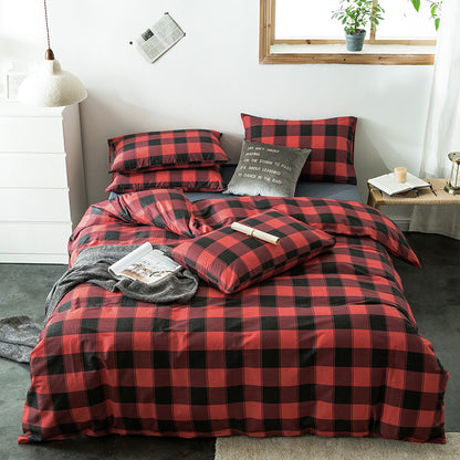 100% Cotton Geometric Bedding Set – Quilted Reactive Print Sheet & Duvet Cover Set