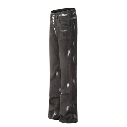 Punk Waste Soil Distressed Men Denim jeans pant Straight-leg Trousers