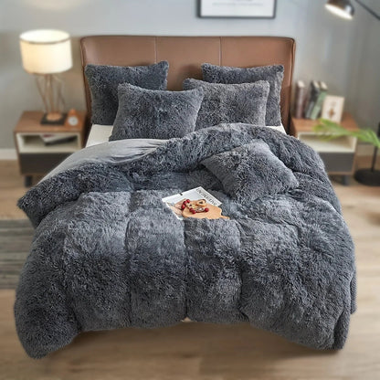 4PCs Plush Duvet Cover Set Luxury Ultra Soft Velvet Duvet