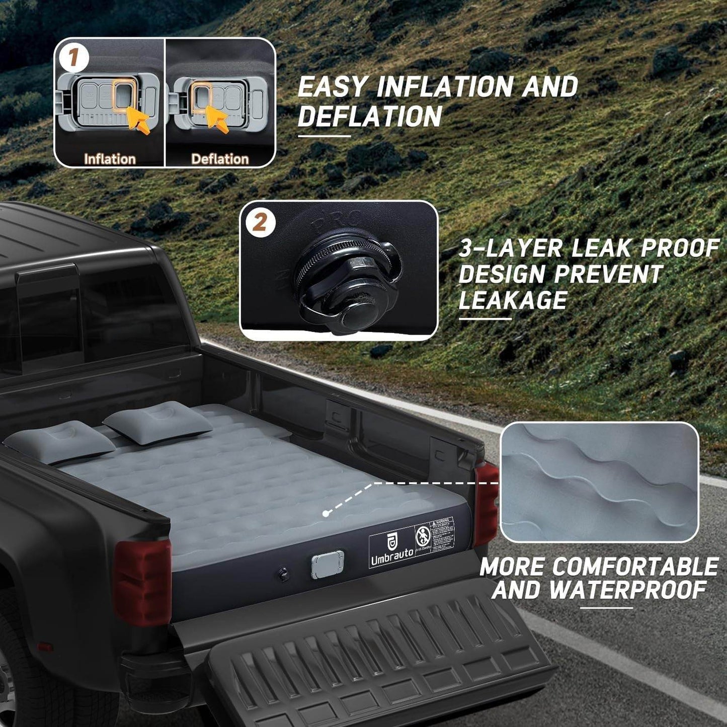 Matelas gonflable de camping pour camionnette (6,0-6,5 pieds)
