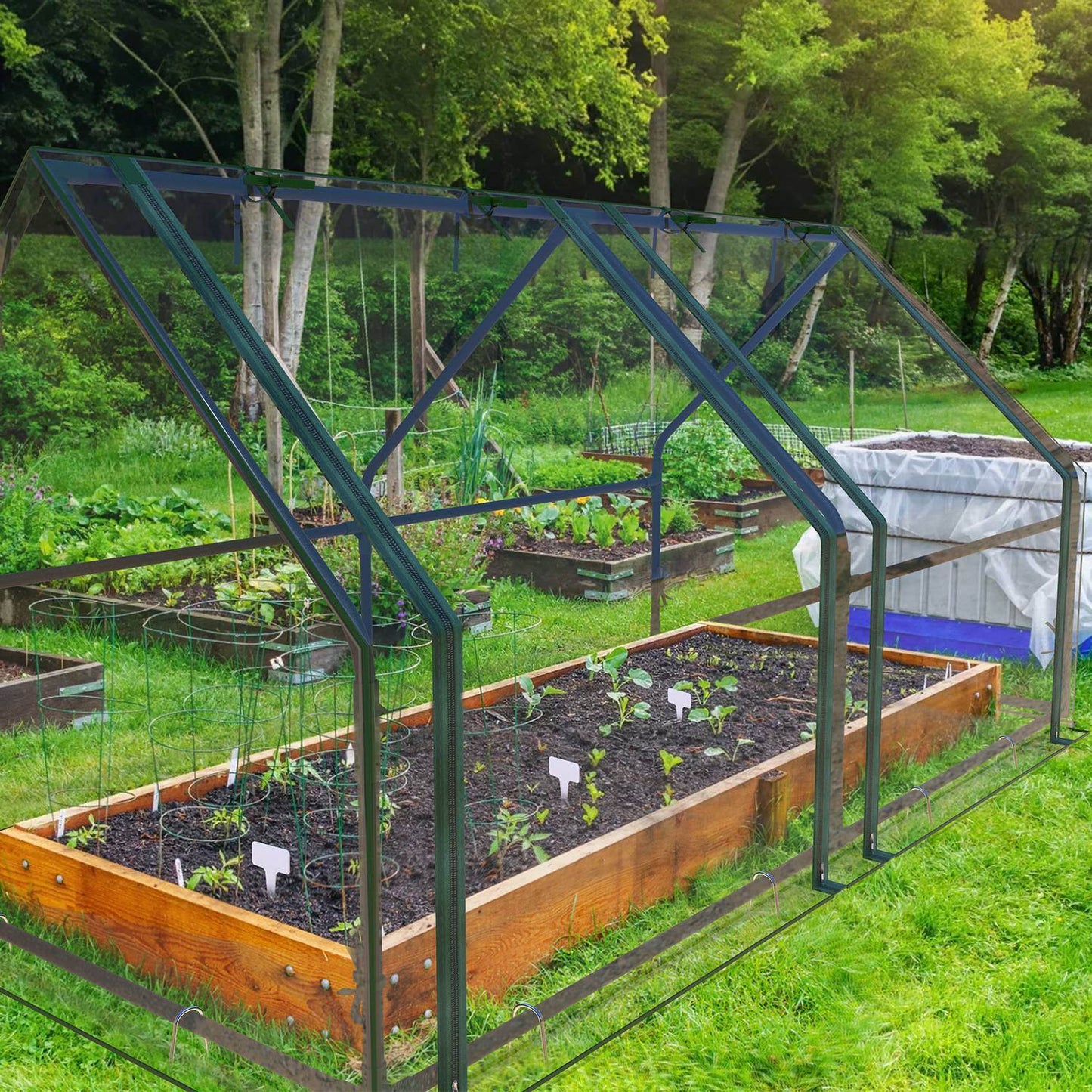 1 mini serre portable de 180x85x95 cm avec portes roulantes zippées, couvercle en PVC imperméable et résistant aux UV, pour jardin intérieur ou extérieur, patio, cour.