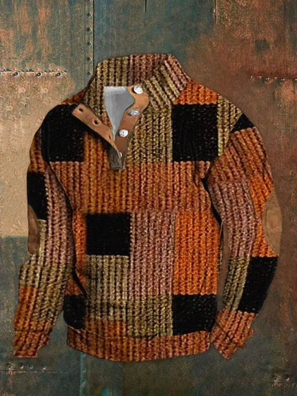 Half Button Up Sweater – Loose Fit Polyester Pullover for All Sizes