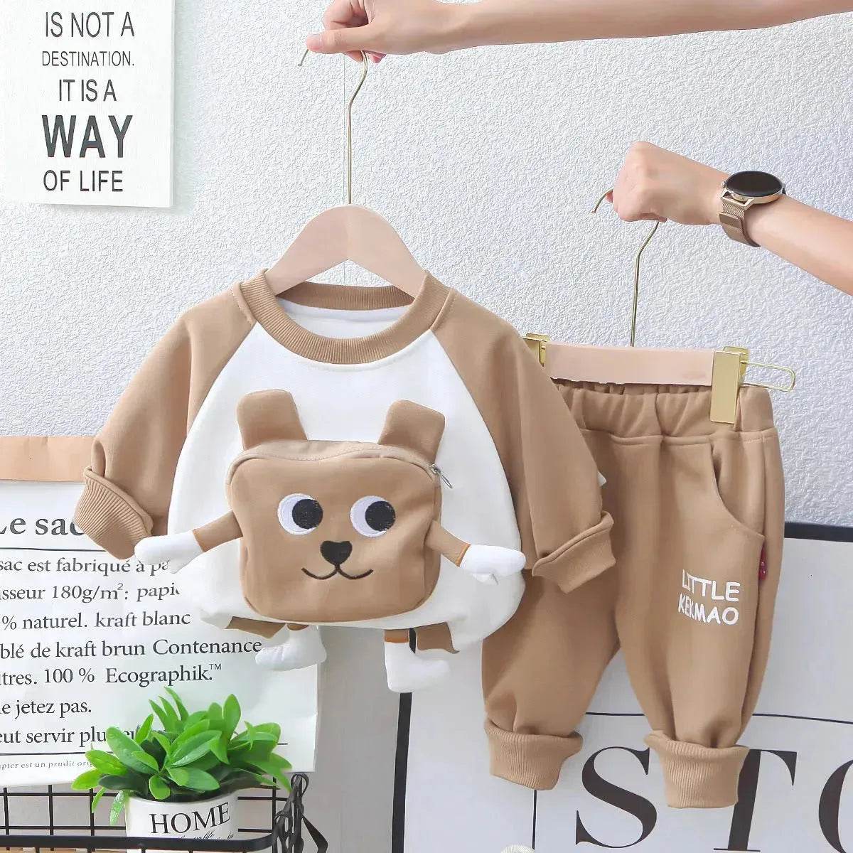 Neutral Cartoon  Autumn Clothes Suit Western Style Neutral  two piece for kids
