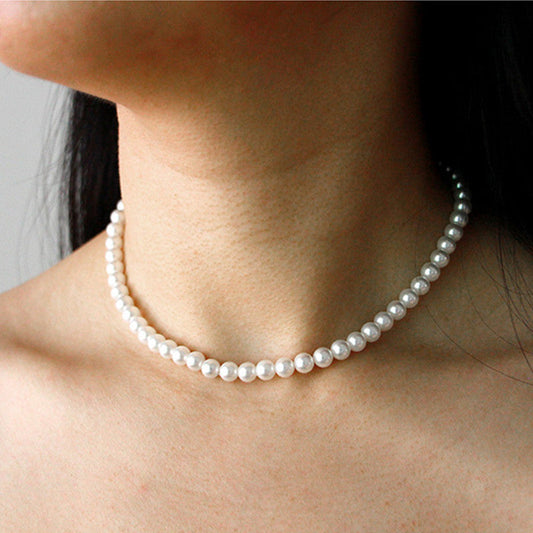Collier de perles de coquillage fait main classique pour femmes 6-10 mm