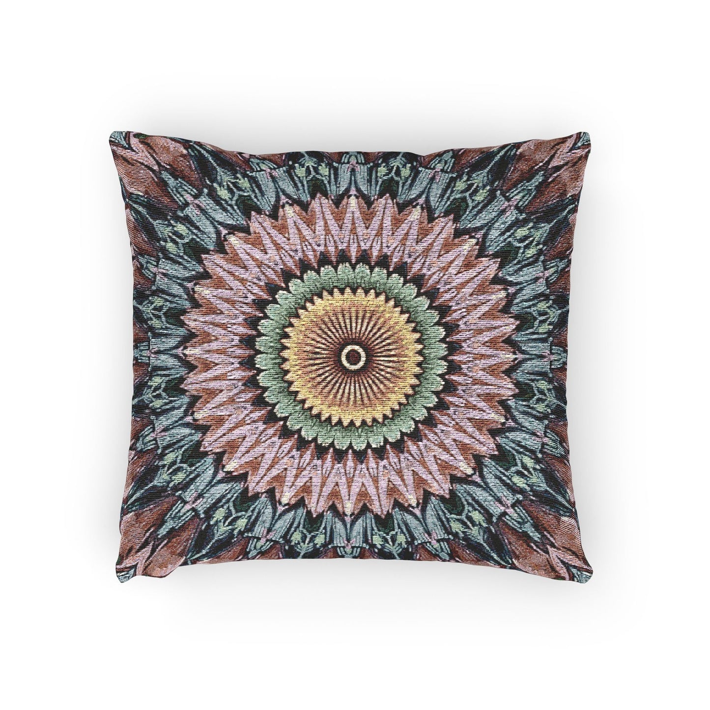 Mandala Sunburst Woven Pillow | Boho Geometric Decorative Cushion Cover