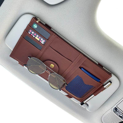 Organisateur de Pare-Soleil de Voiture Rangement Entièrement en Cuir