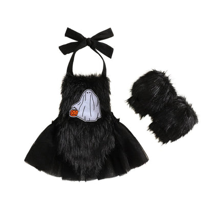 Halloween Children's Clothing Plush Girls' Cute Crawling Suit Two-piece Set