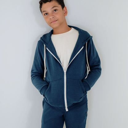 Youth Bamboo Fleece Zip-Up Hoodie | Cranberry