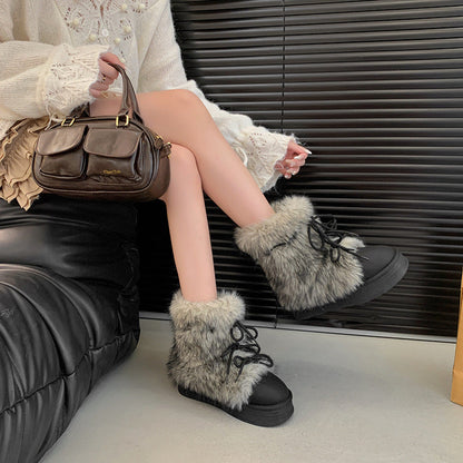 Women’s Fleece-Lined Snow Boots – Warm Height-Increasing Winter Boots with Thick Sole