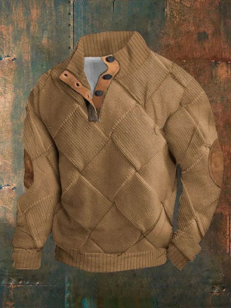 Half Button Up Sweater – Loose Fit Polyester Pullover for All Sizes