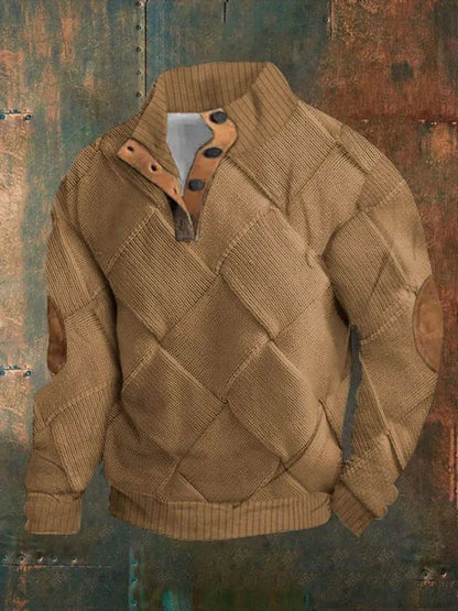 Half Button Up Sweater – Loose Fit Polyester Pullover for All Sizes