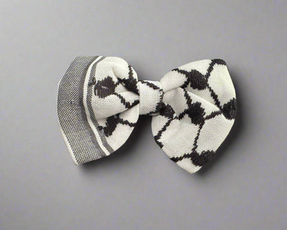 Kufiya Hair Bow Clip | Palestinian Keffiyeh Fabric – Handmade Statement Accessory