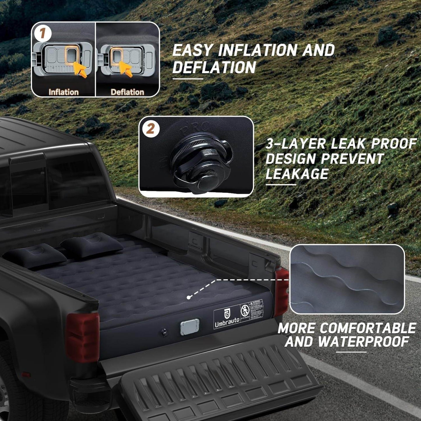 Matelas gonflable de camping pour camionnette (6,0-6,5 pieds)