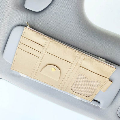 Organisateur de Pare-Soleil de Voiture Rangement Entièrement en Cuir