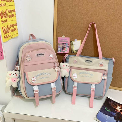 2pcs Large Capacity School College Girls Backpack Shoulder Bag