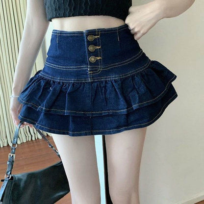 Hot Girl Pure Mini Denim Skirt Women's Summer Jeans Skirt