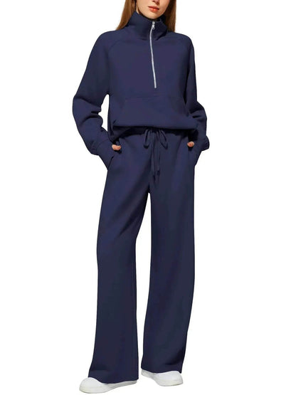 Plain Women Matching Casual Winter Tracksuit set - joggers and hoodie set for women