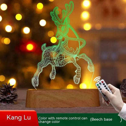 Décoration de Noël Lampe 3D Acrylique LED Veilleuses Nouvel An Saint-Valentin Cadeau de Noël pour Enfants Ornements de Noël