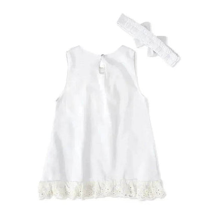 Robe de baptême sans manches à nœud pour bébé fille