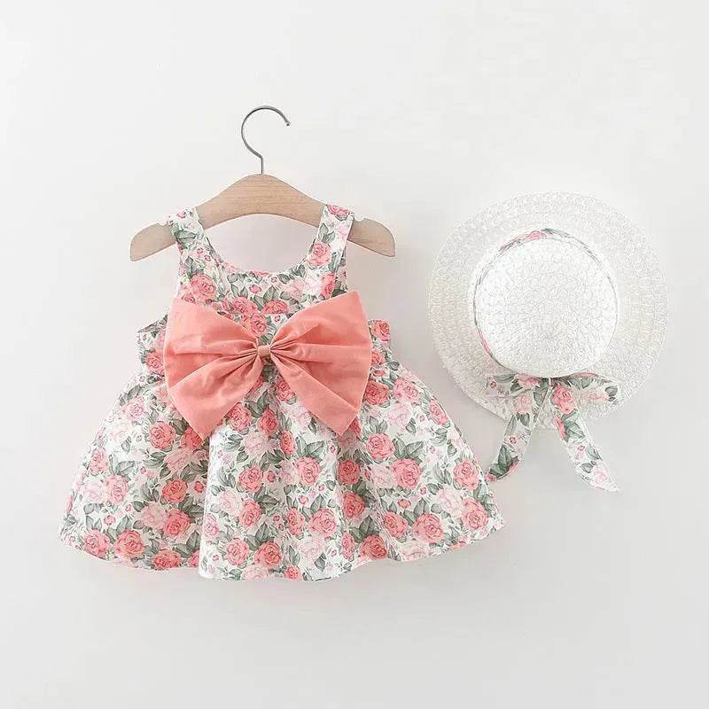 Casual Newborn Baby girl Printed Bow Princess Dress