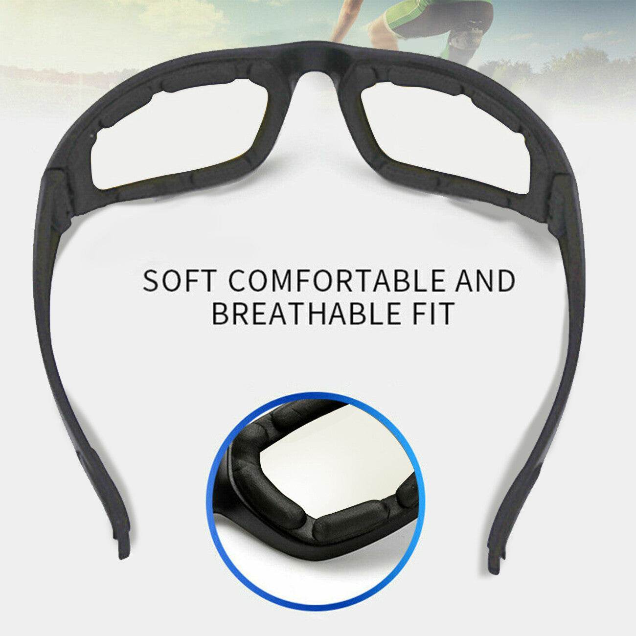 Cycling Sunglasses Chopper Outdoor Sports Glasses For Men Women Wrap Around UV400 Protection For Fishing Driving Glasses Windproof Clear Lens