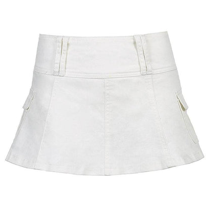 Solid White Black Denim Fashion Mini Skirt