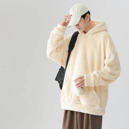 Couple Hoodie – Loose Fit Polyester Solid Color Matching Hoodies