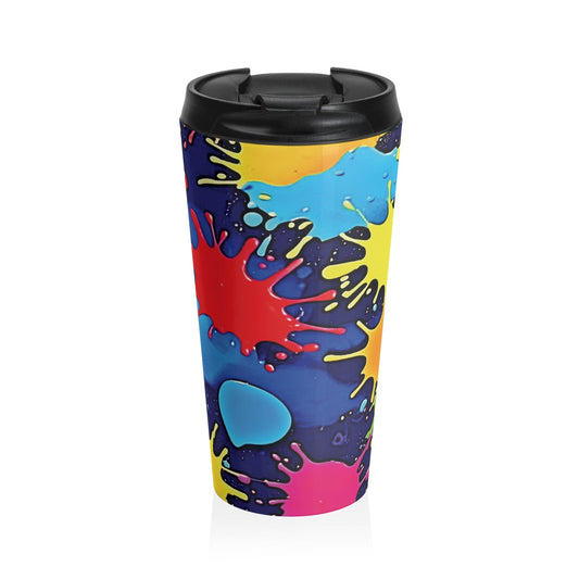 Mug de voyage en acier inoxydable Color Splash — Motif éclaboussures de peinture vives