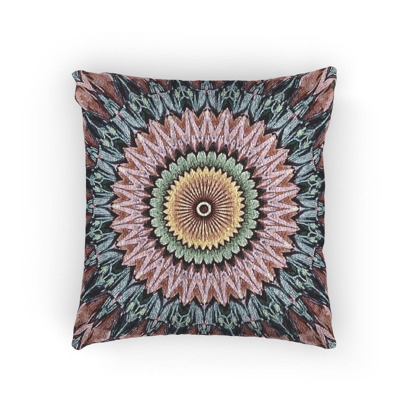 Mandala Sunburst Woven Pillow | Boho Geometric Decorative Cushion Cover
