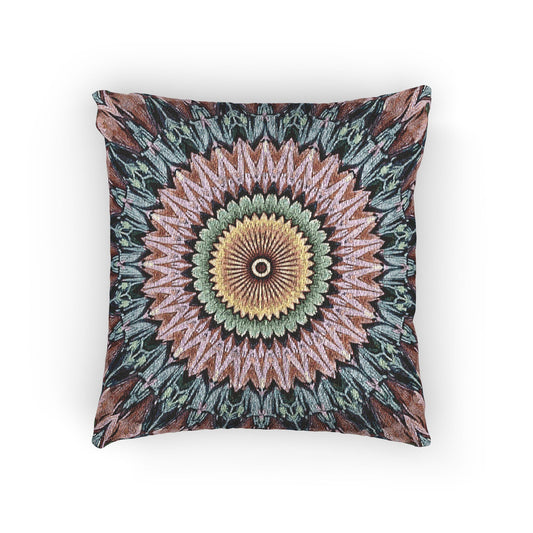 Mandala Sunburst Woven Pillow | Boho Geometric Decorative Cushion Cover