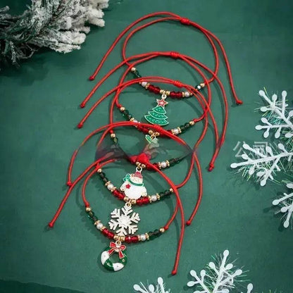 5pcs New Christmas Polymer Clay Handmade Beaded Bracelet set