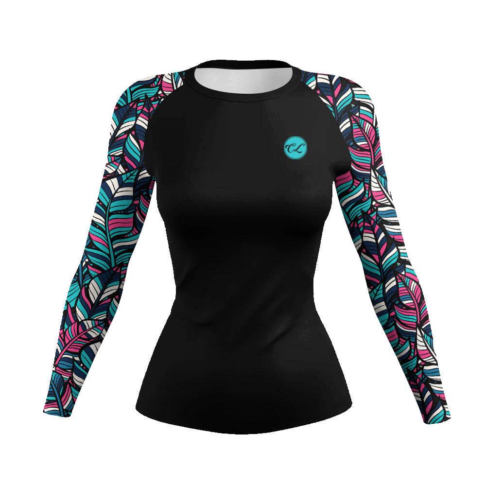 Printed Slim Fit Long Sleeve Workout Tops for Women