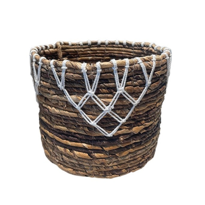 Panier de jardinière Apex en feuille de bananier et macramé