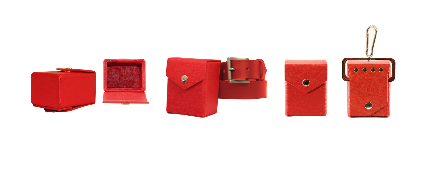 Red Mach 2 Deck Box - Hard Shell - Textured Vegan Leather