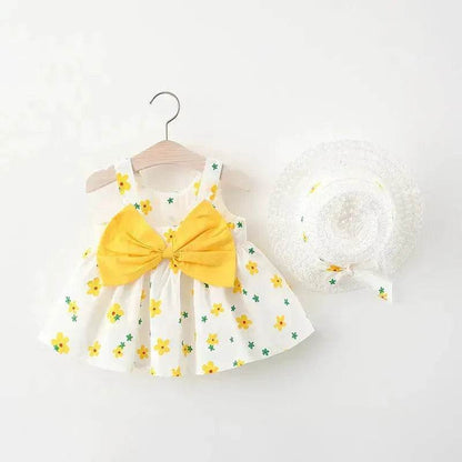 Casual Newborn Baby girl Printed Bow Princess Dress