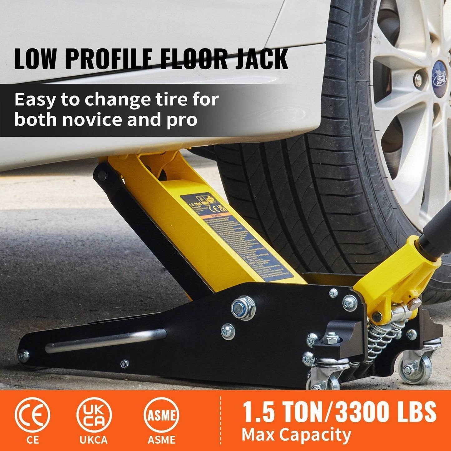 1.5 Ton Low Profile Aluminum Steel Racing Floor Jack Dual  Lift Car