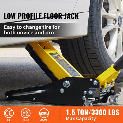 1.5 Ton Low Profile Aluminum Steel Racing Floor Jack Dual  Lift Car