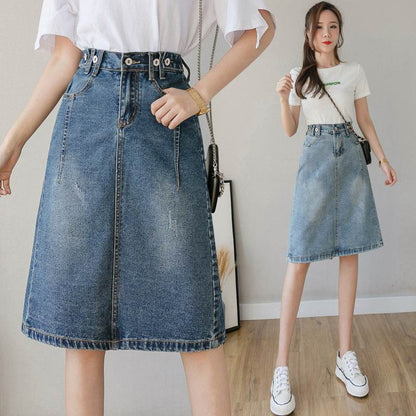 Summer Design Denim Skirt Mid-length Jeans Skirt