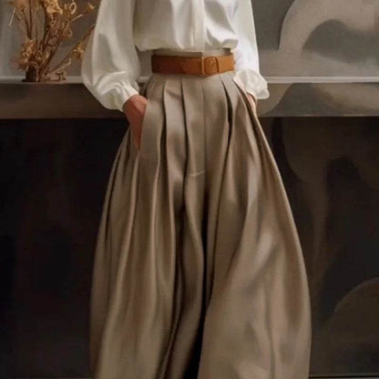 Loose Wide Leg Solid Color Casual Trousers Bottoms Palazzo Trousers