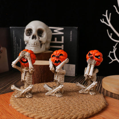 Ornements de poupée tête de citrouille en forme de crâne, accessoires de décoration d'Halloween pour la maison