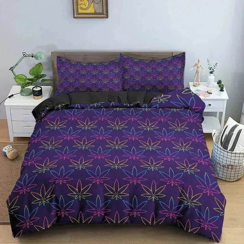 Parure de lit Feuille de Cannabis Psychédélique Colorée