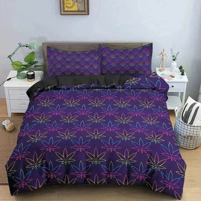 Parure de lit Feuille de Cannabis Psychédélique Colorée